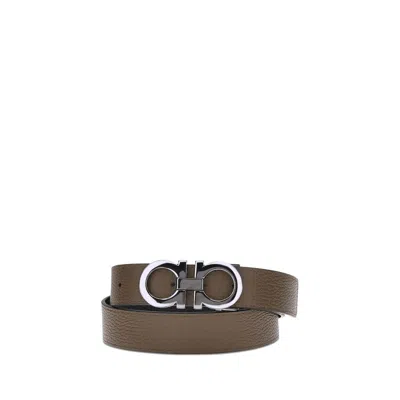 Ferragamo Leather Belt Reversible Design In Brown