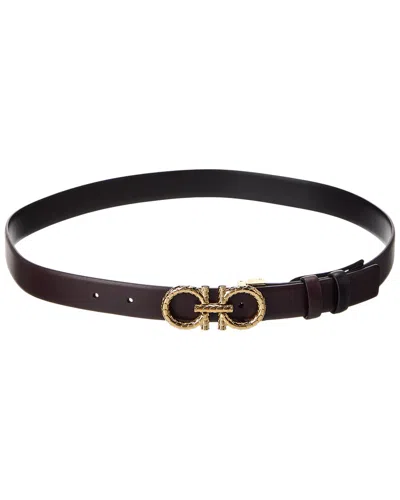 Ferragamo Salvatore Feragamo Reversible Waist Leather Belt In Gold