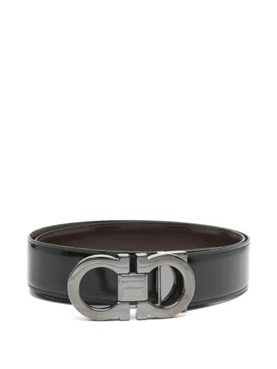 Ferragamo Reversible Logo-buckle Belt In Black