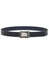 Ferragamo Reversible Logo-engraved Leather Belt In Blue