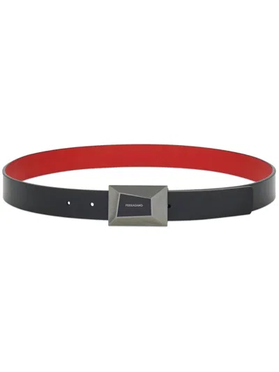 Ferragamo Reversible Logo-engraved Leather Belt In Red