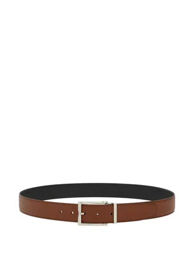 Ferragamo Reversible Rectangle-buckle Belt In Brown