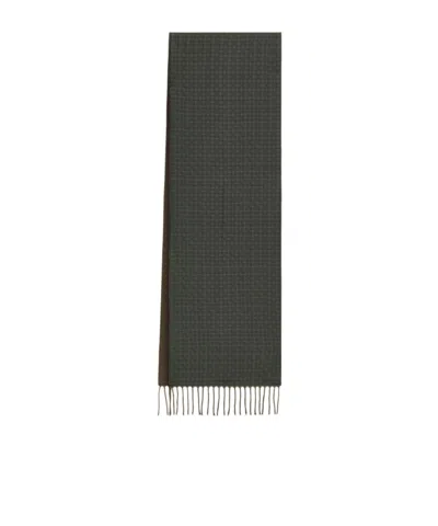 Ferragamo Double-face Patterned Scarf In Gray