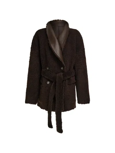 Ferragamo Reversible Shearling Jacket In Brown