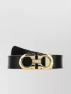 Ferragamo Reversible Smooth Leather Belt With Adjustable Length In Black