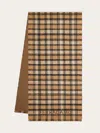 Ferragamo Reversible Tartan Wool Scarf In Beige