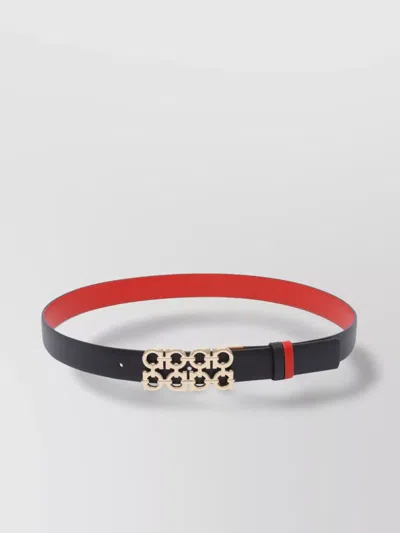 FERRAGAMO REVERSIBLE WOVEN GANCINI PATTERN BELT