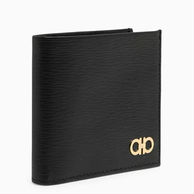 Ferragamo Revival Black Wallet With Gancini Logo