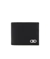 Ferragamo Gancini Bi-fold Leather Wallet In Black