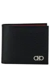Ferragamo Revival Gancini Black Wallet In Textured Leather Man Salvatore  In Black