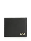 Ferragamo Textured Bi-fold Wallet With Clean Lines In Black
