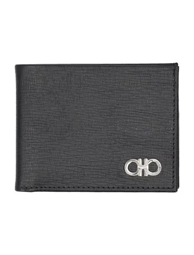 Ferragamo Revival Gancio Bicolor Wallet In Black