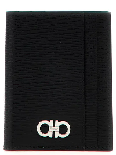 Ferragamo 'revival Gancio' Card Holder In Black