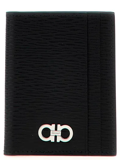 Ferragamo 'revival Gancio' Card Holder In Black