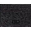 Ferragamo Revival Leather Card Case In Nero/dark Rain
