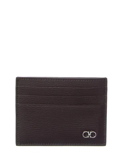 Ferragamo Revival Leather Card Holder In Brown