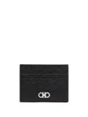 Ferragamo Men Gancini Leather Card Case In Black