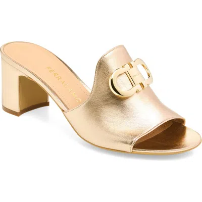 Ferragamo Rexy Slide Sandal In Gold