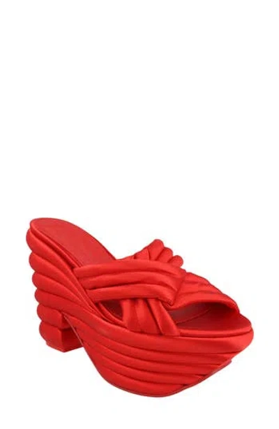 Ferragamo Rey Platform Sandal In Red