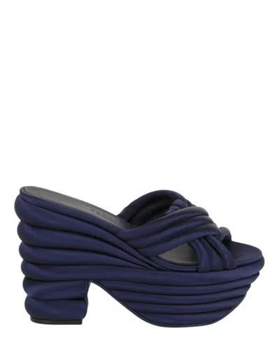 Ferragamo Rey Platform Sandals In 002 Navy/oxf.blu 450