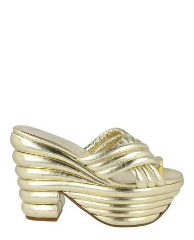 Ferragamo Rey Platform Sandals - Narrow Width In Gold