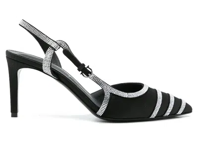 Pre-owned Ferragamo Rhinestone Slingback Pumps (women's) Sneakers In Black