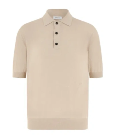 Ferragamo Short Sleeved Silk Blend Polo Shirt In Grey