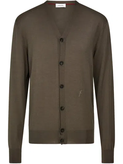 Ferragamo Silk Blend Cardigan In Grey