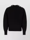 Ferragamo Ribbed Crew-neck Sweater In Wool Blend In Black