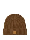 Ferragamo Ribbed-knit Beanie In Brown