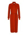 Ferragamo Ribbed Knit Midi Dress In Orange