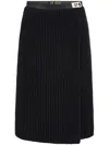 Ferragamo Ribbed-knit Midi Skirt In Black