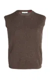 Ferragamo Ribbed-knit Virgin Wool Vest In Brown