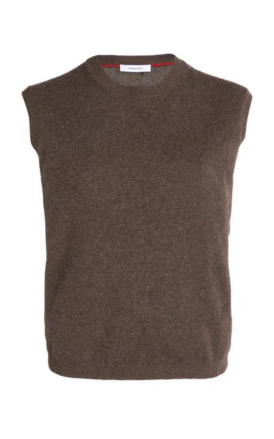 Ferragamo Ribbed-knit Virgin Wool Vest In Brown