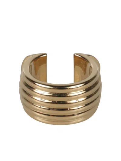 Ferragamo Ribbed Open-design Ring In Gold