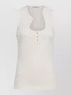 Ferragamo Salvatore  Cotton Tank Top With Shaped Neckline