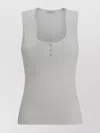Ferragamo Salvatore  Cotton Tank Top With Shaped Neckline