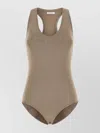 Ferragamo Cappuccino Stretch Viscose Blend Bodysuit In Brown