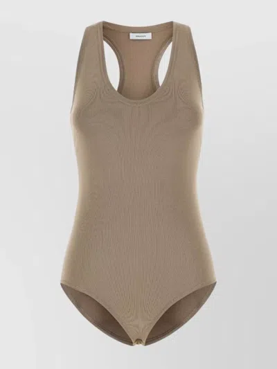 Ferragamo Ribbed Texture Scoop Neck Bodysuit