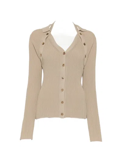 Ferragamo Ribbed-knit Cardigan In Yellow