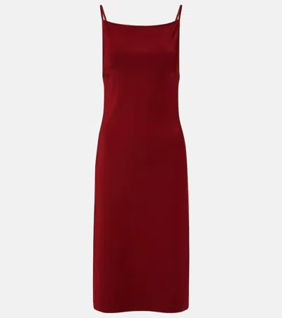 Ferragamo Ribbed-knit Jersey Midi Dress In Red