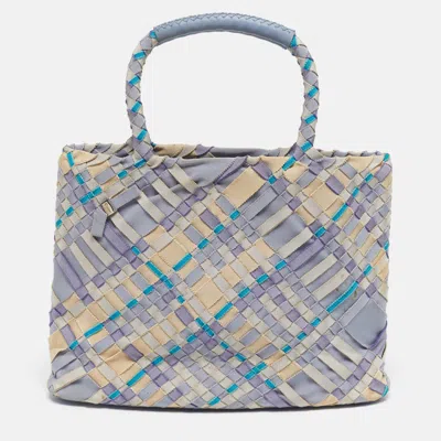 Ferragamo Ribbon Lavander/multicolor Woven Fabric Tote