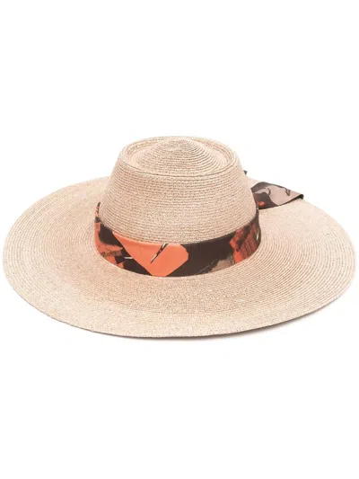 Ferragamo Ribbon-tie Straw Hat In Multi