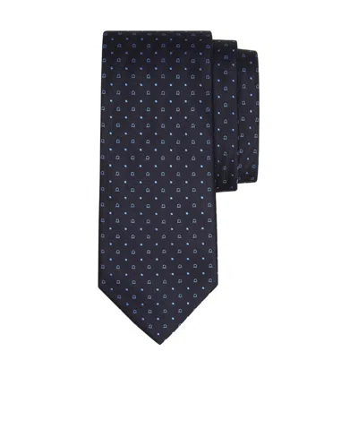 Ferragamo Riccione Silk Embroidered-design Tie In Black