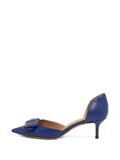 Pre-owned Ferragamo Rietta Bow D'orsay Pumps In Blue