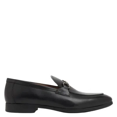 Ferragamo Riley Gancini Ornament Moccasin In Black