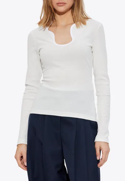 FERRAGAMO RIPPLED NECKLINE LONG-SLEEVED TOP