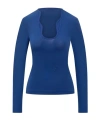 Ferragamo Top With Rippled Neckline In Blue