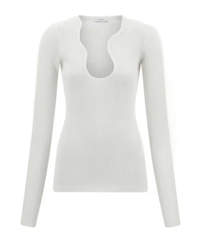 FERRAGAMO FERRAGAMO RIPPLED NECKLINE RIBBED TOP