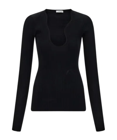 FERRAGAMO FERRAGAMO SHAPED NECK KNITTED TOP